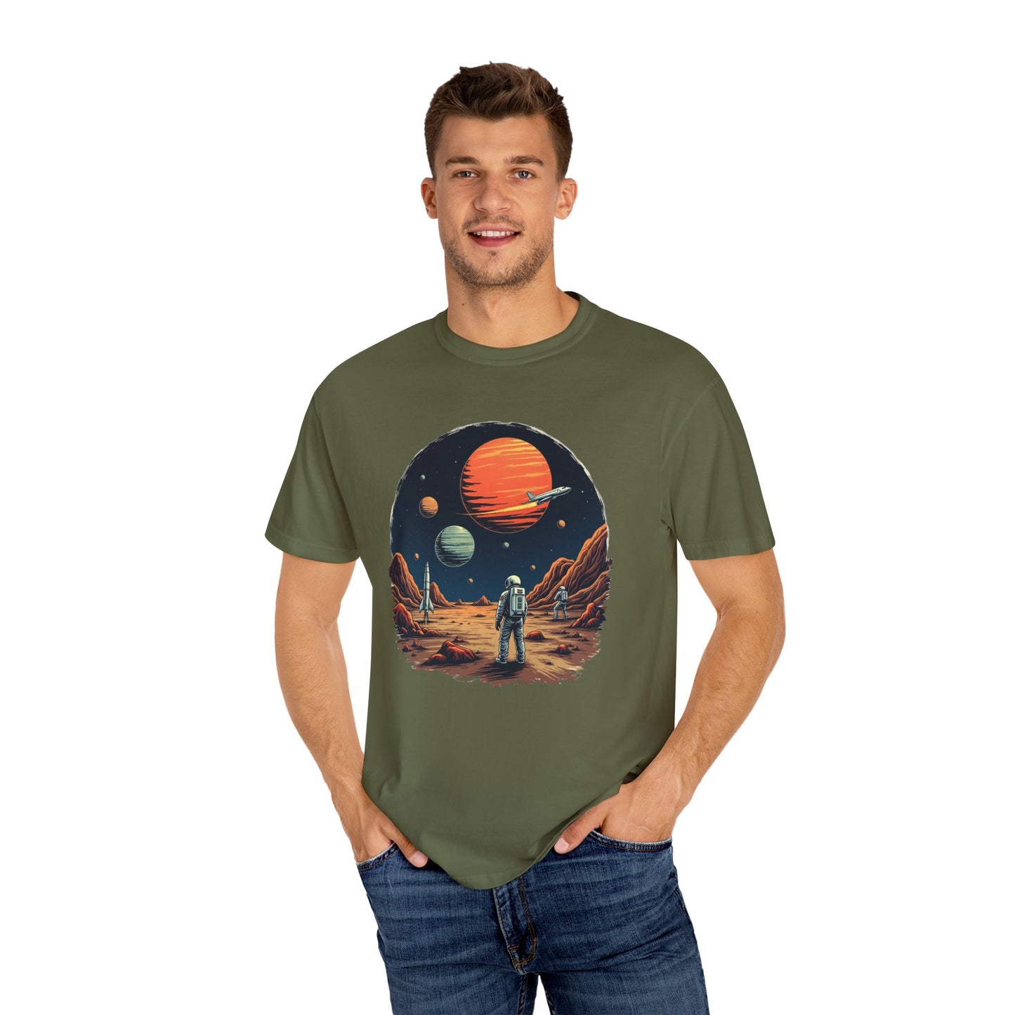 Astronaut T-Shirt | Outer Space Tee with Planets | Retro Sci-Fi Graphic for Space Lovers