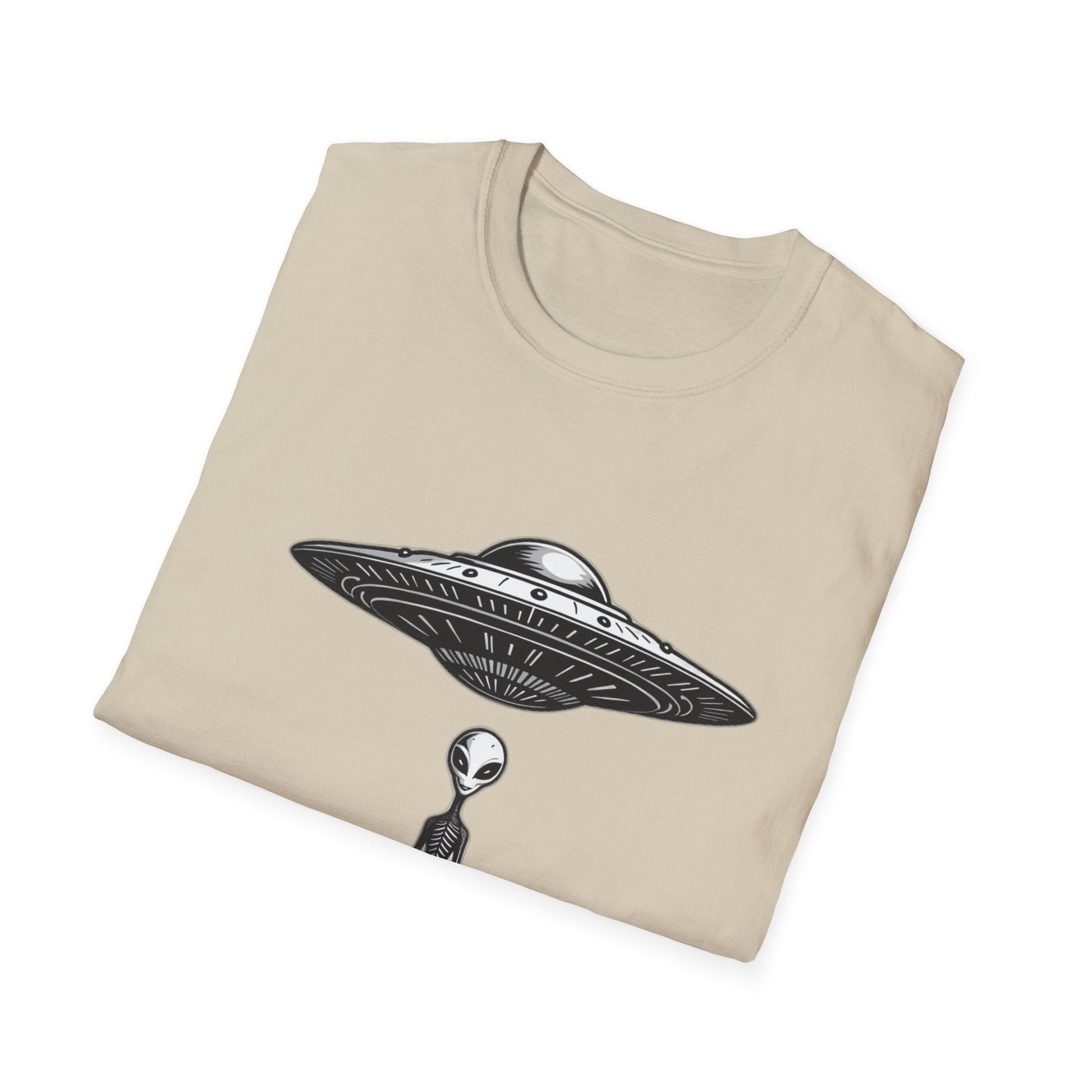Alien Abduction Unisex Softstyle T-Shirt - Retro UFO Design, Fun Gift, Sci - Fi Lover Apparel, Casual Wear - IconVexa