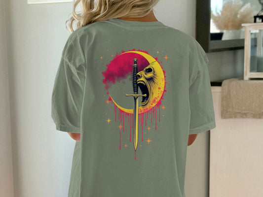 Screaming Moon with Sword Graphic T Shirt product