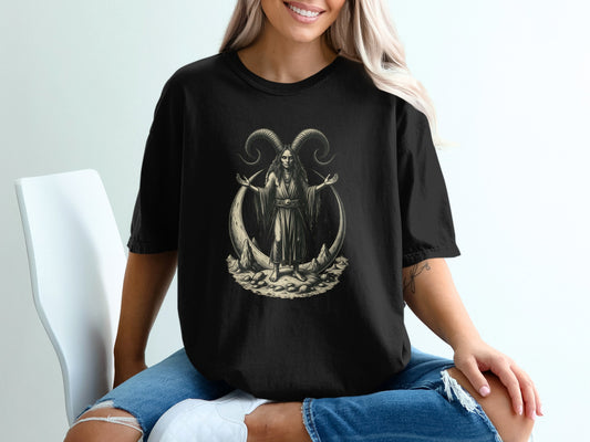 Gothic Witch with Horns Graphic T-Shirt product type