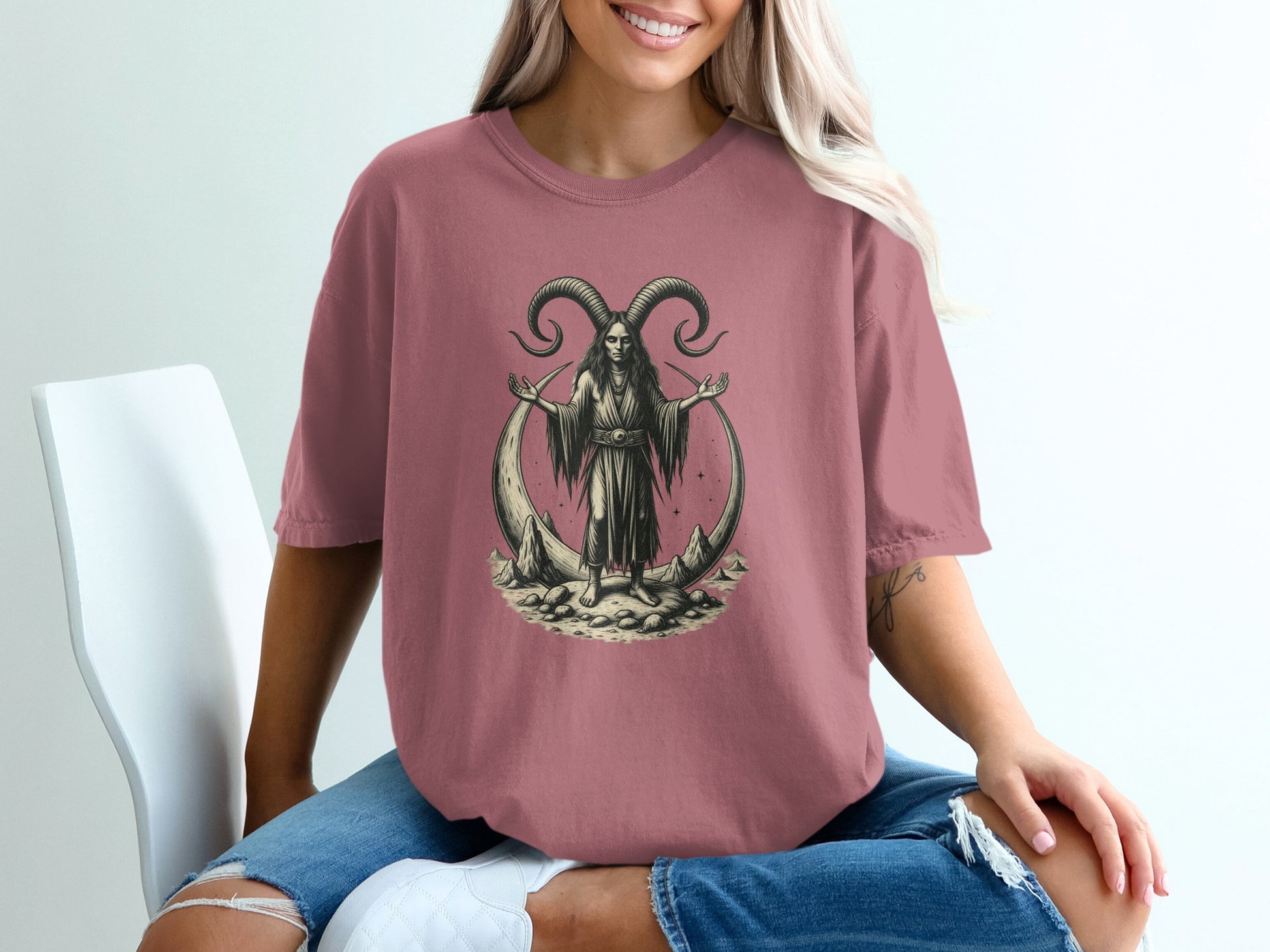 Vintage Occult Goat Illustration Graphic Tee product