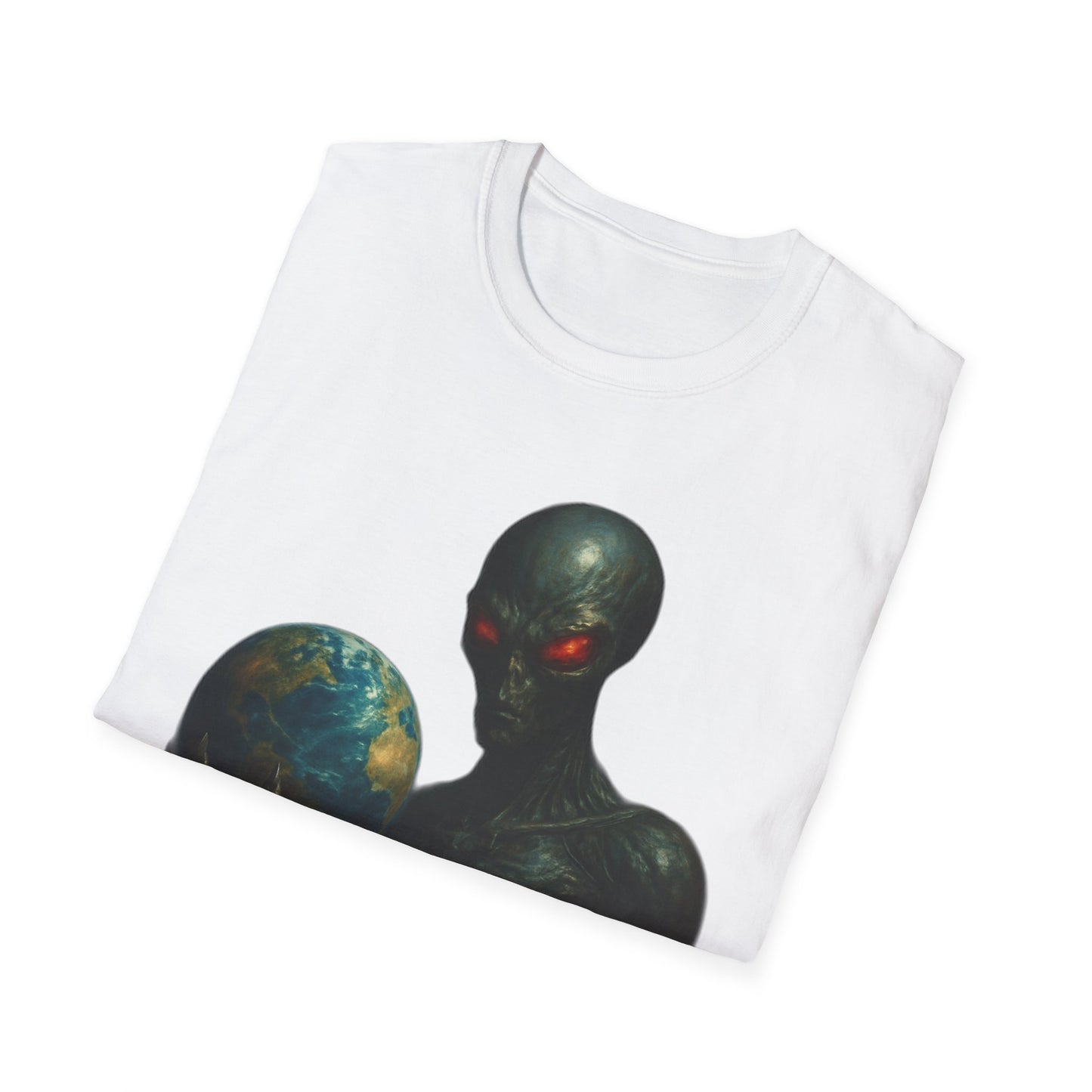 Alien-Inspired Unisex Softstyle T-Shirt, Graphic Tee, Sci-Fi Apparel, Cosmic Gift, Unisex Fashion, Space Lover's Shirt