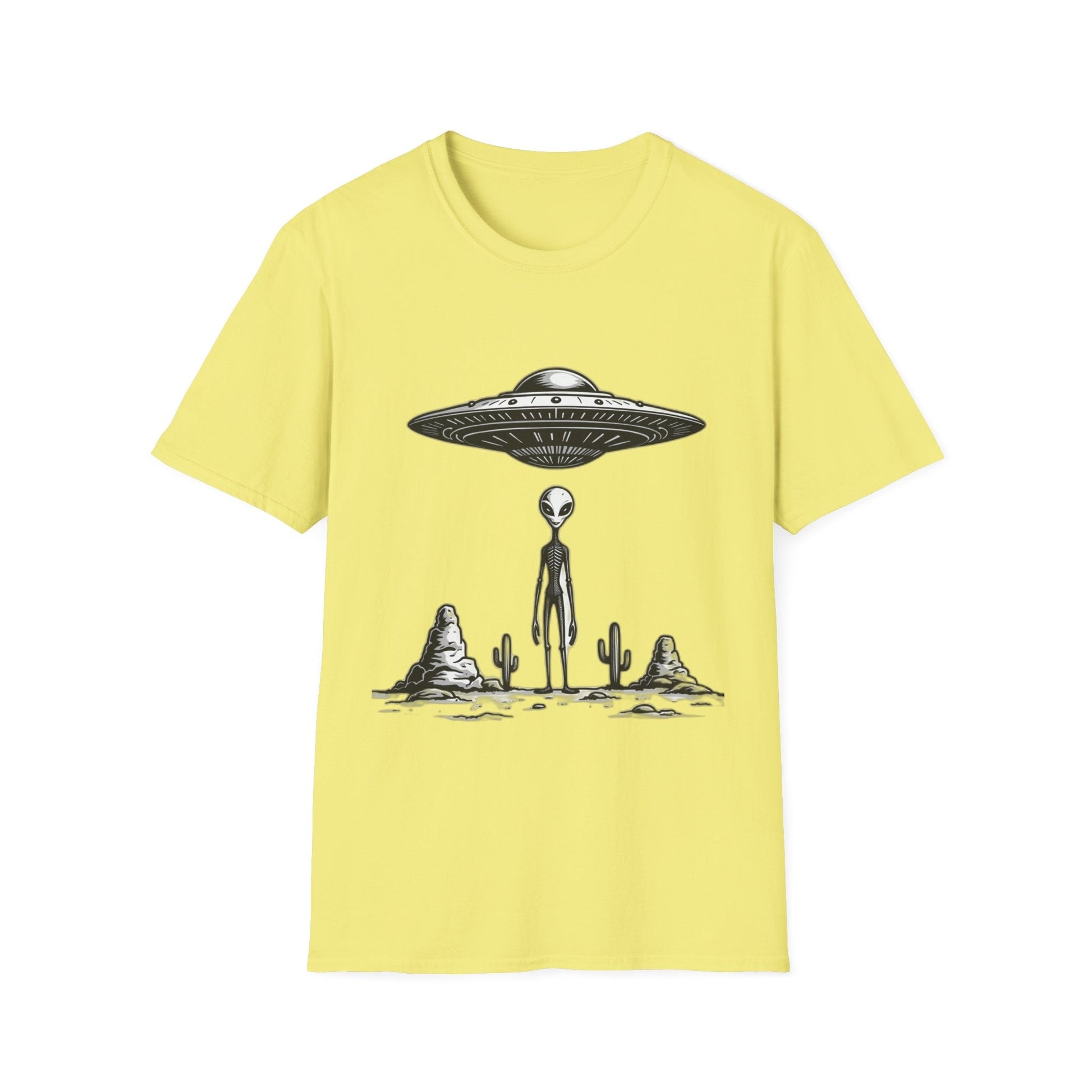 Alien Abduction Unisex Softstyle T-Shirt - Retro UFO Design, Fun Gift, Sci - Fi Lover Apparel, Casual Wear - IconVexa