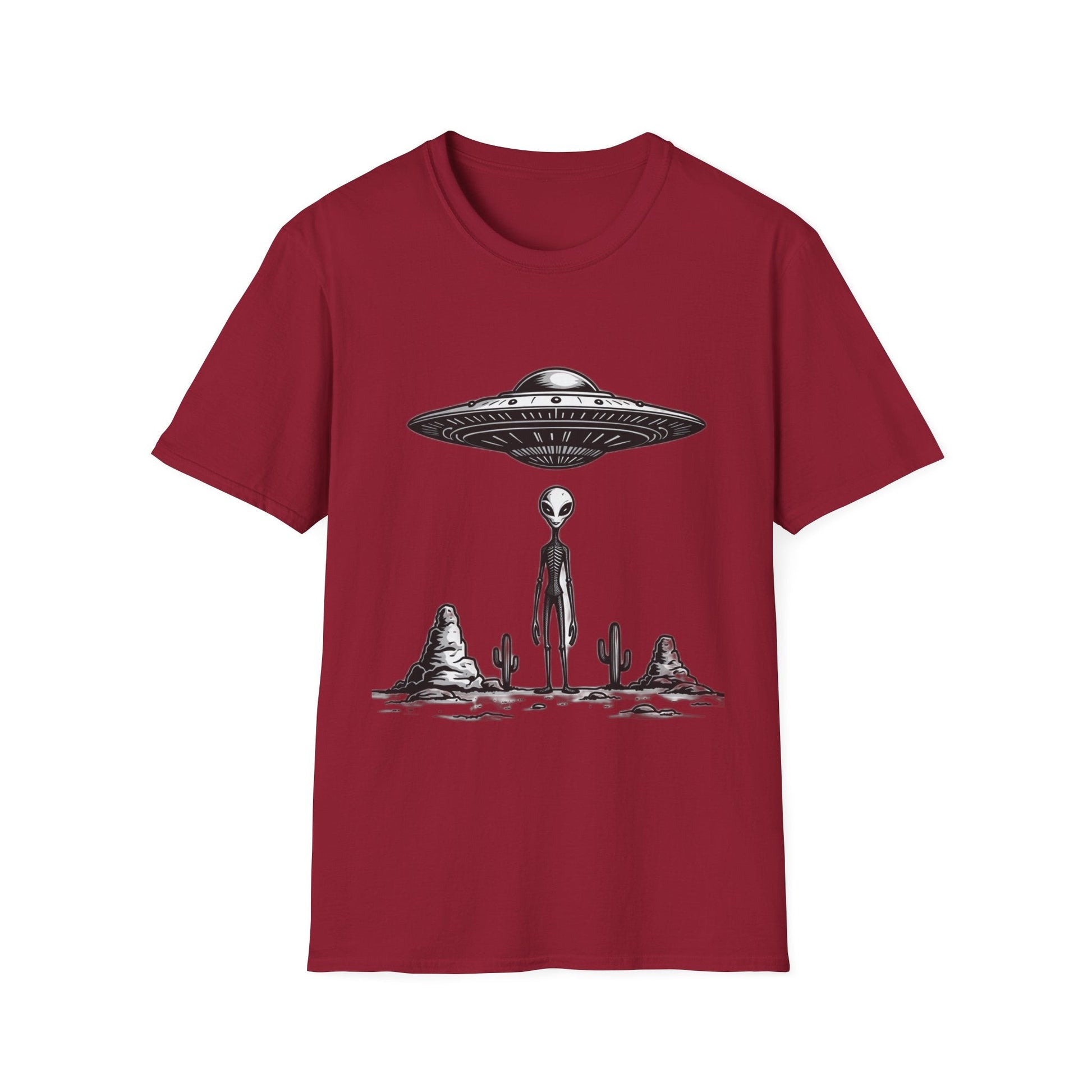 Alien Abduction Unisex Softstyle T-Shirt - Retro UFO Design, Fun Gift, Sci - Fi Lover Apparel, Casual Wear - IconVexa