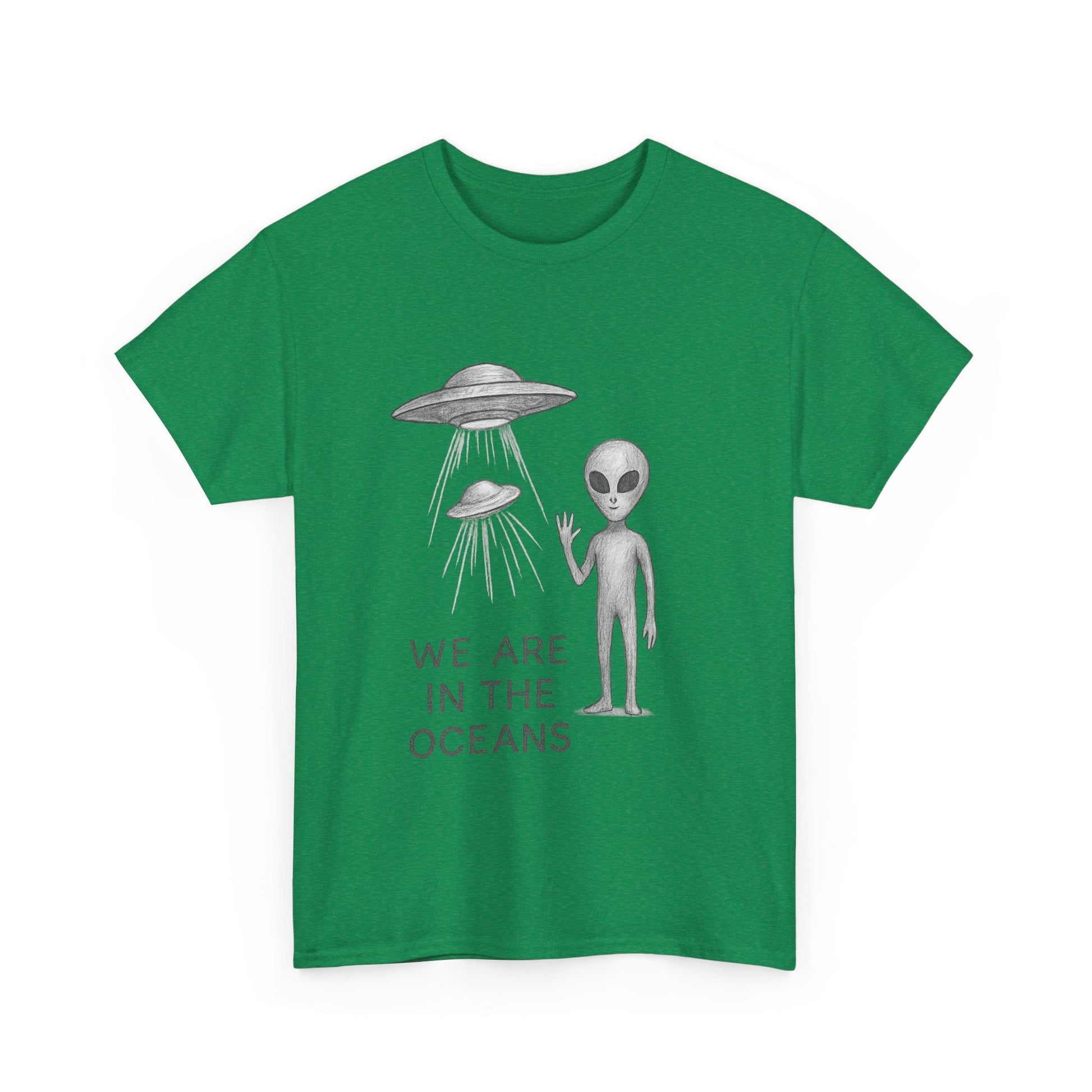 Unisex Alien Tee - Fun UFO Graphic Cotton T-Shirt, Gifts for Space Lovers, Comfortable Everyday Wear, Unique Sci - Fi Apparel - IconVexa