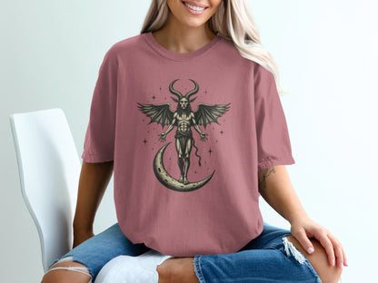 Gothic Demon Moon Graphic Print T-Shirt product