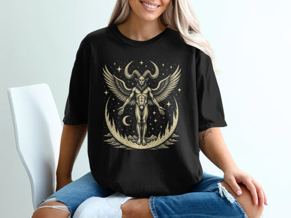 Mystical Crescent Moon Dark Angel Graphic T-shirt product type