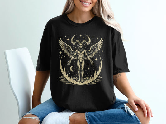 Mystical Crescent Moon Dark Angel Graphic T-shirt product type