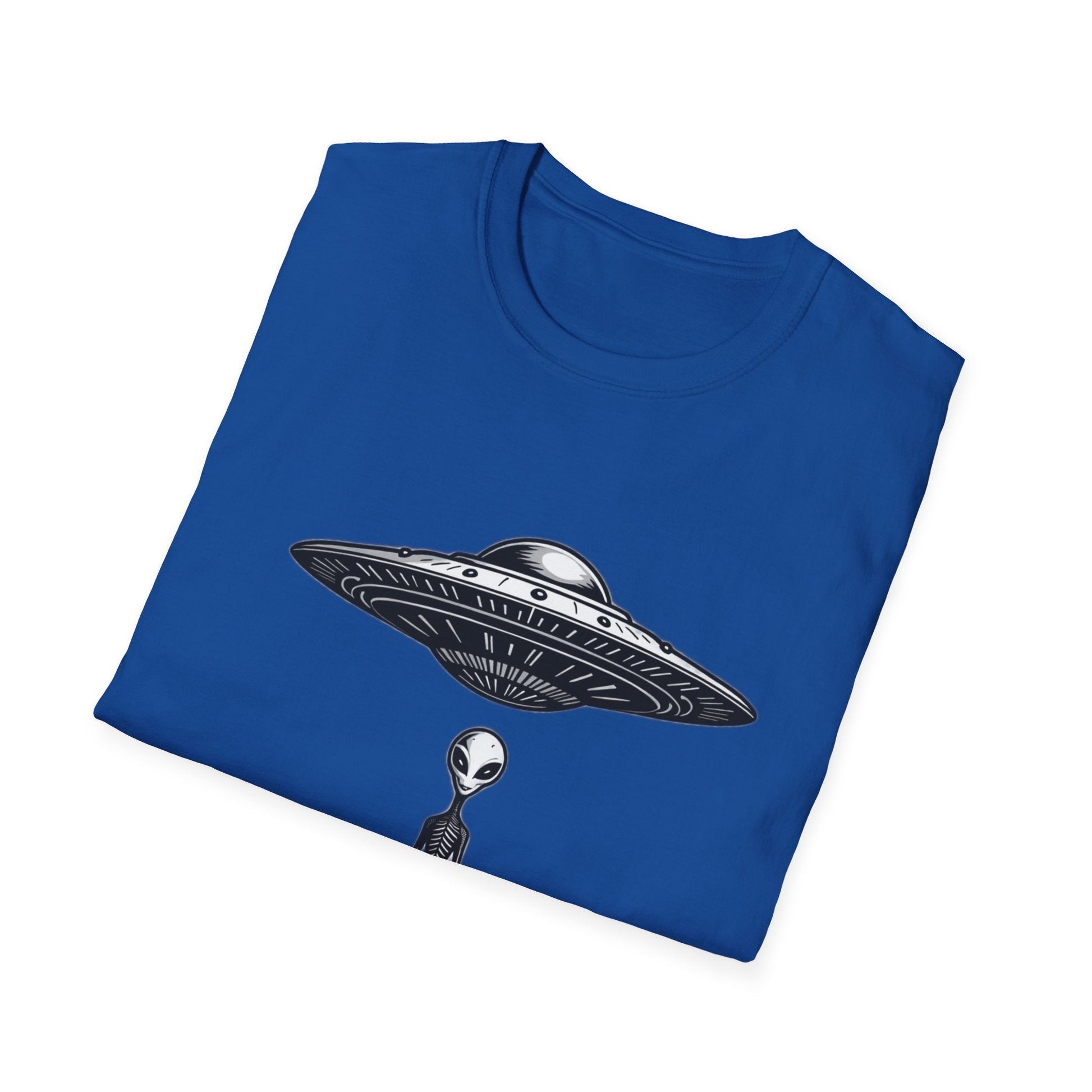 Alien Abduction Unisex Softstyle T-Shirt - Retro UFO Design, Fun Gift, Sci - Fi Lover Apparel, Casual Wear - IconVexa