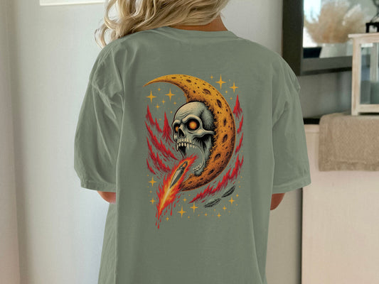 Spooky Skull and Moon Graphic T Shirt product