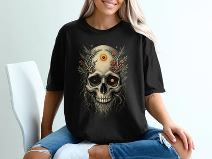 Vintage Skull with Flower Print Oversized T-Shirt product