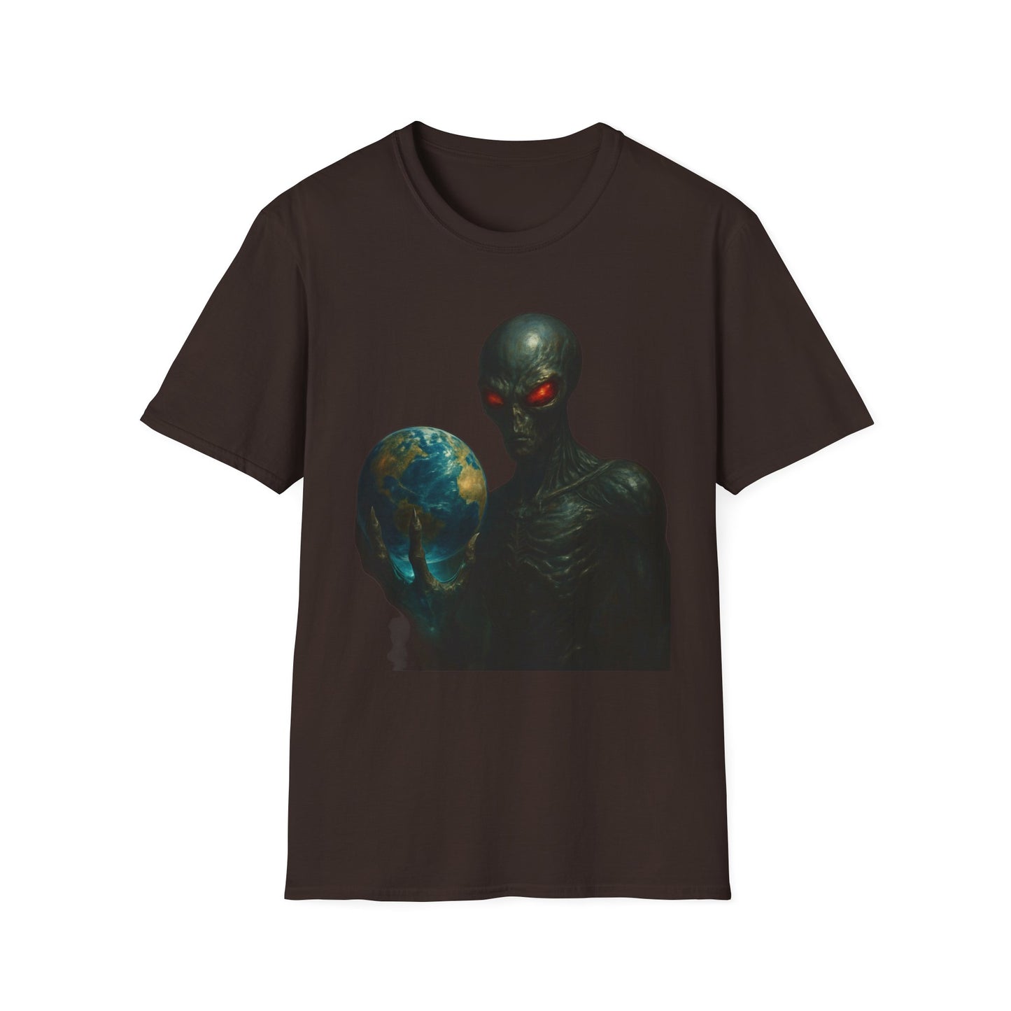 Alien-Inspired Unisex Softstyle T-Shirt, Graphic Tee, Sci-Fi Apparel, Cosmic Gift, Unisex Fashion, Space Lover's Shirt
