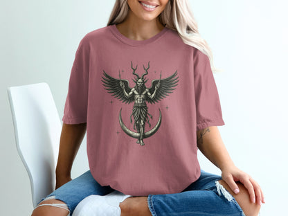 Mysterious Winged Horned Deity Graphic T-shirt Product