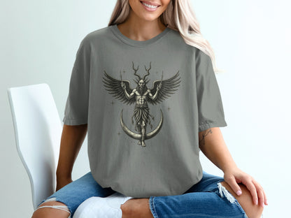 Mystical Winged Creature Graphic Gray Shirt product