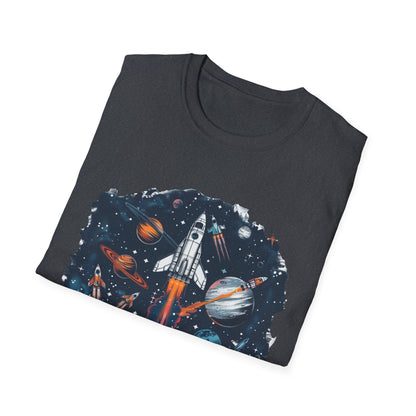 Cosmic Adventure T-Shirt - Unisex Rocket Space Tee, Astronaut Gift, Science Lover Shirt, Outer Space Apparel, Gift for Stargazers - IconVexa