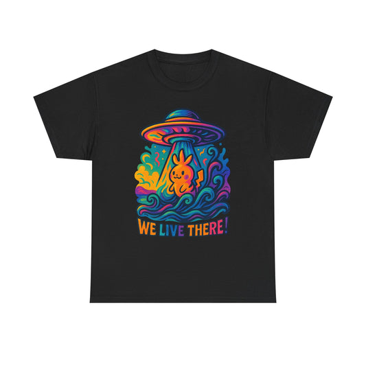 Colorful Alien Graphic Unisex Heavy Cotton Tee - Space Lover Gift, UFO Tee, Casual Wear, Retro Vibe, Fun T-Shirt