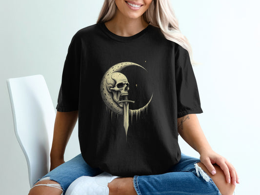 Moon and Skull Graphic Loose Fit T-Shirt product