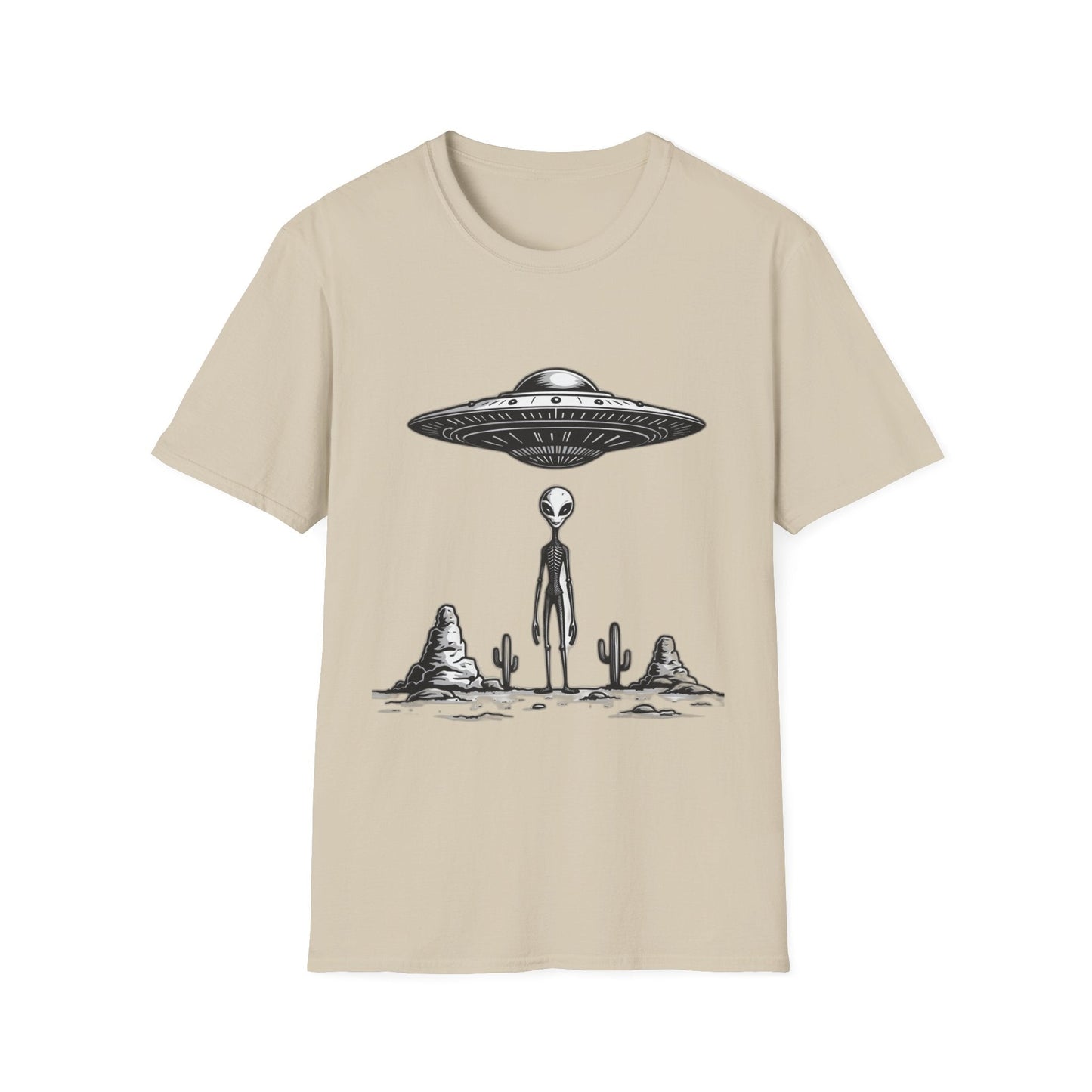 Alien Abduction Unisex Softstyle T-Shirt - Retro UFO Design, Fun Gift, Sci - Fi Lover Apparel, Casual Wear - IconVexa