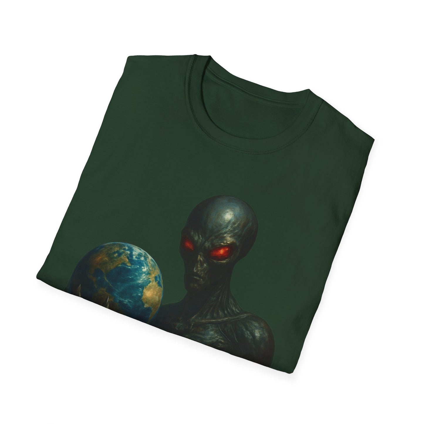 Alien-Inspired Unisex Softstyle T-Shirt, Graphic Tee, Sci-Fi Apparel, Cosmic Gift, Unisex Fashion, Space Lover's Shirt
