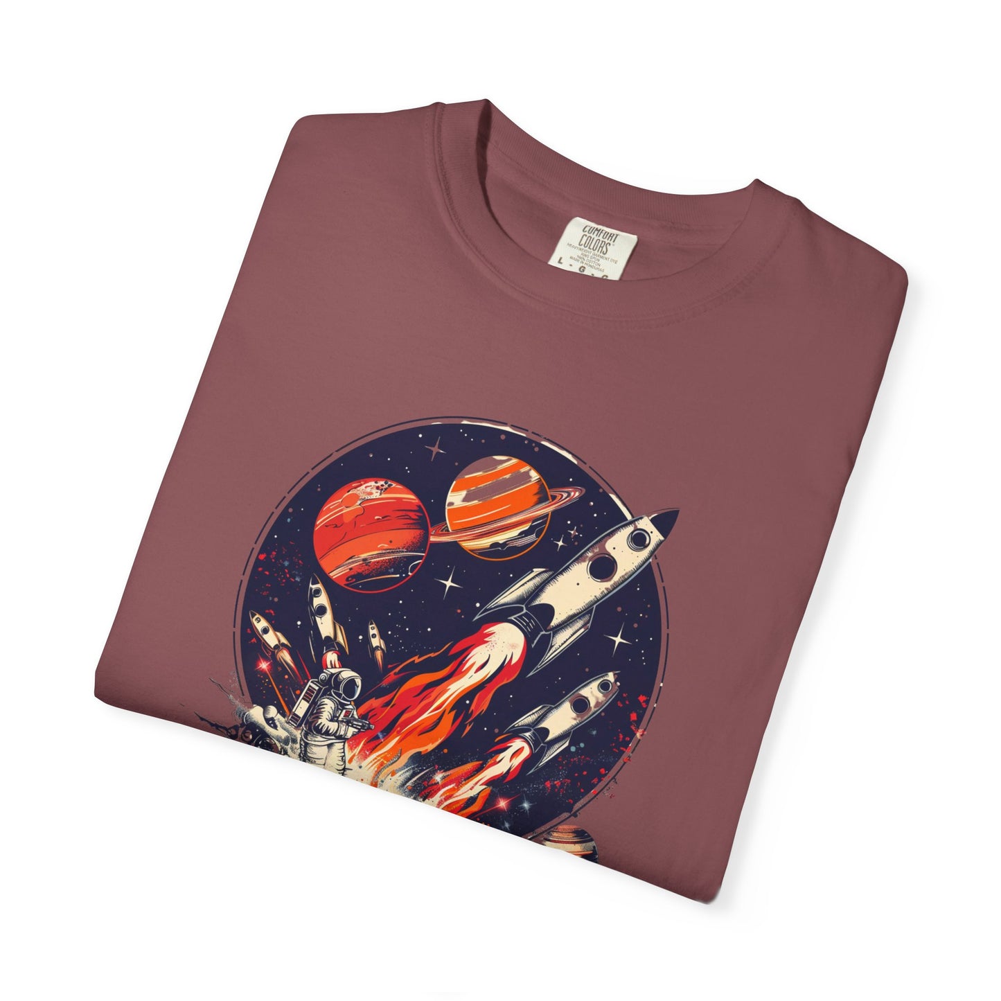 Rocket Launch T-Shirt | Retro Sci-Fi Graphic Tee | Outer Space Shirt for Space Lovers