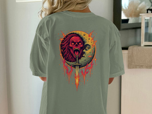 Fierce Sword Moon and Beast Graphic Tee Shirt Product