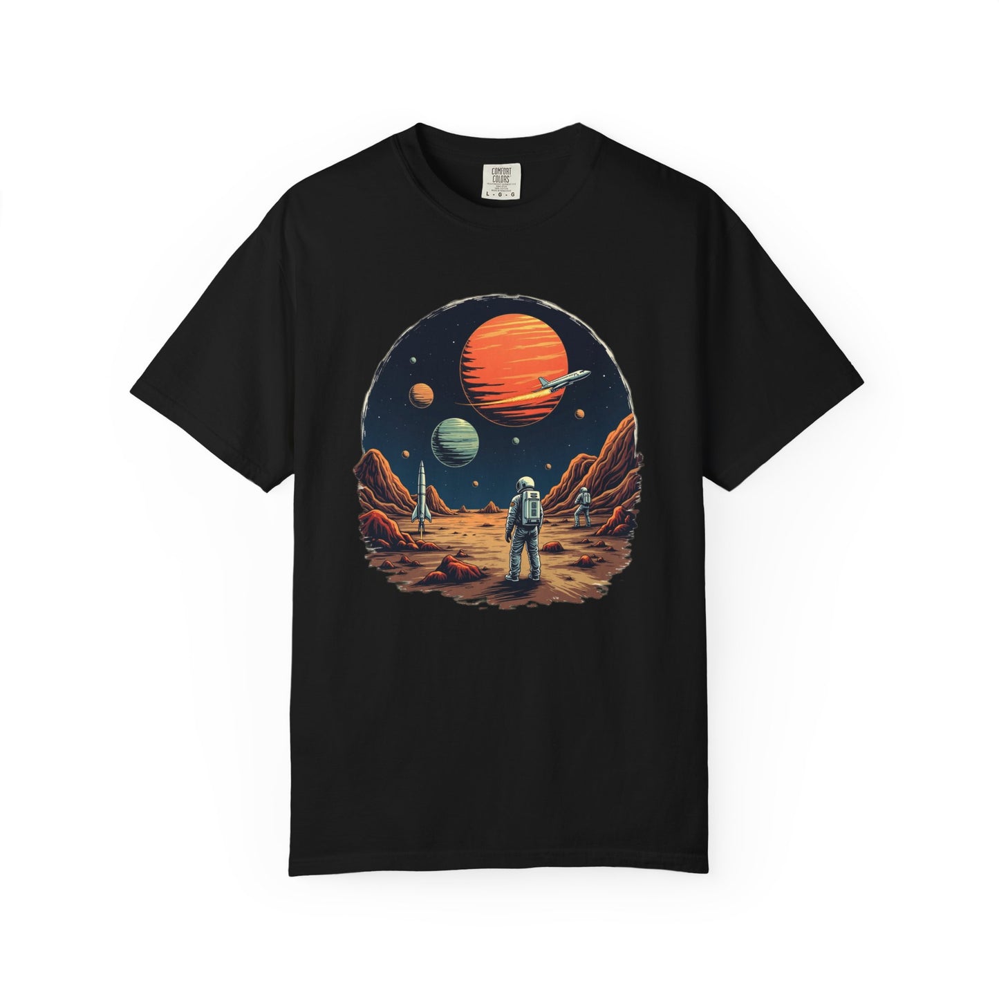 Astronaut T-Shirt | Outer Space Tee with Planets | Retro Sci-Fi Graphic for Space Lovers