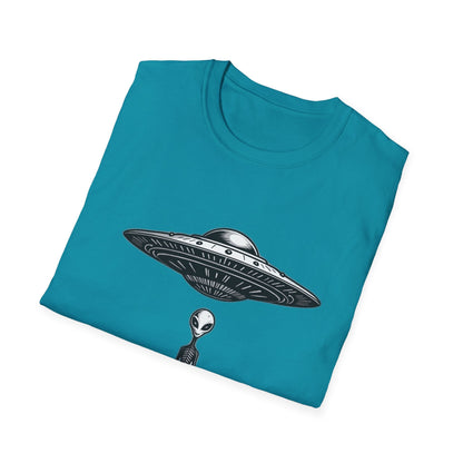 Alien Abduction Unisex Softstyle T-Shirt - Retro UFO Design, Fun Gift, Sci - Fi Lover Apparel, Casual Wear - IconVexa