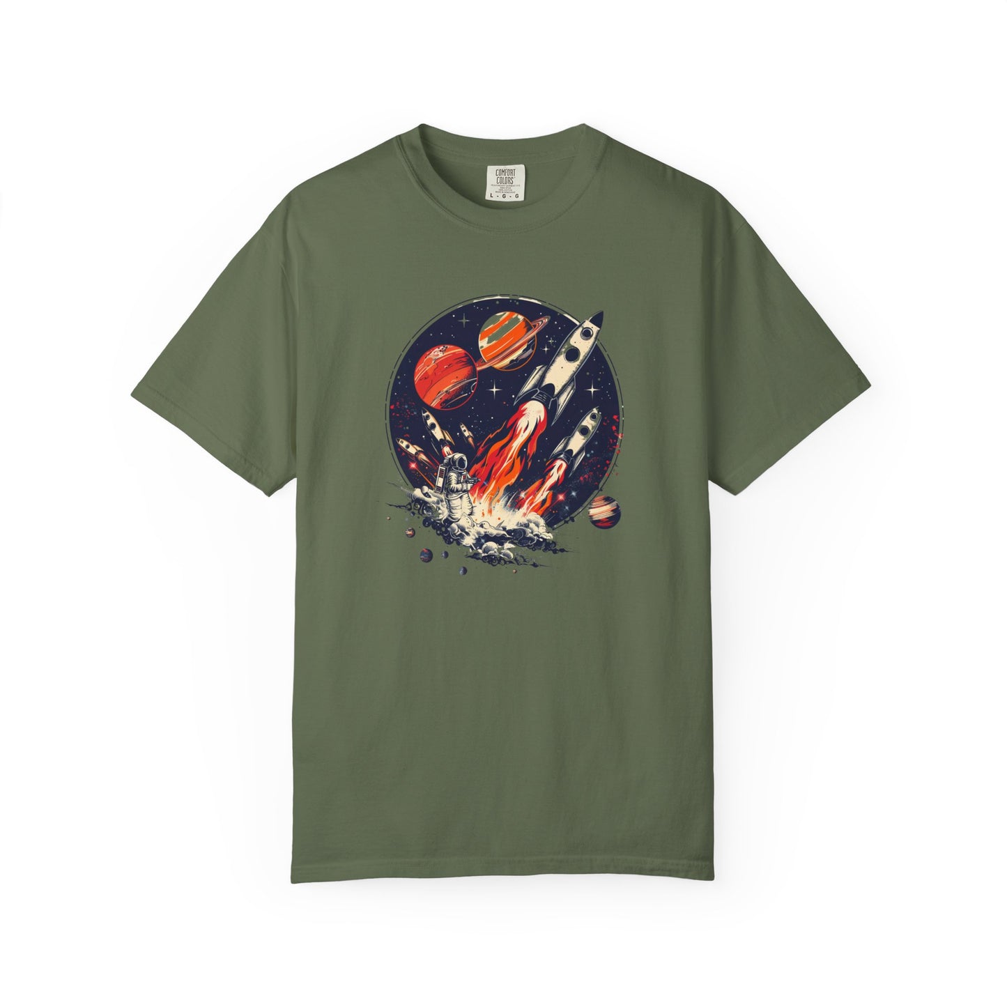 Rocket Launch T-Shirt | Retro Sci-Fi Graphic Tee | Outer Space Shirt for Space Lovers