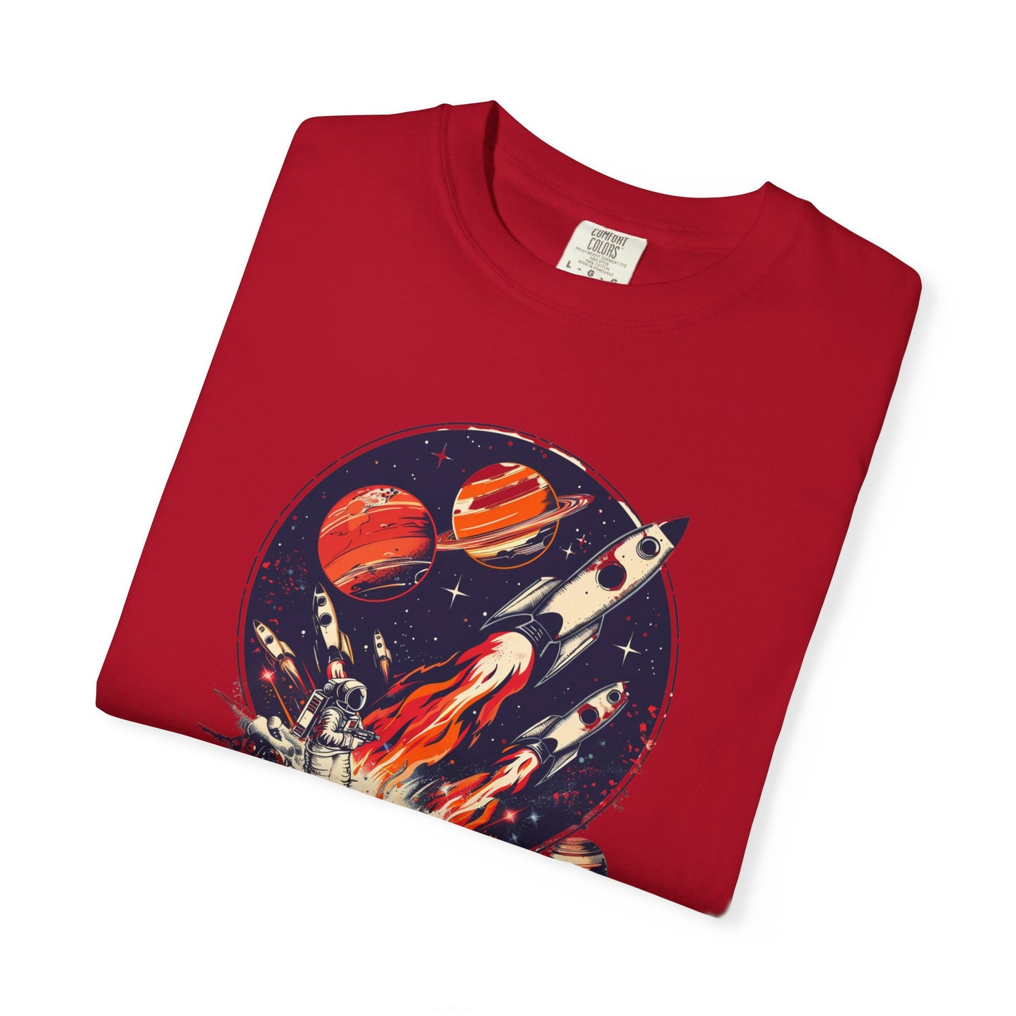 Rocket Launch T-Shirt | Retro Sci-Fi Graphic Tee | Outer Space Shirt for Space Lovers