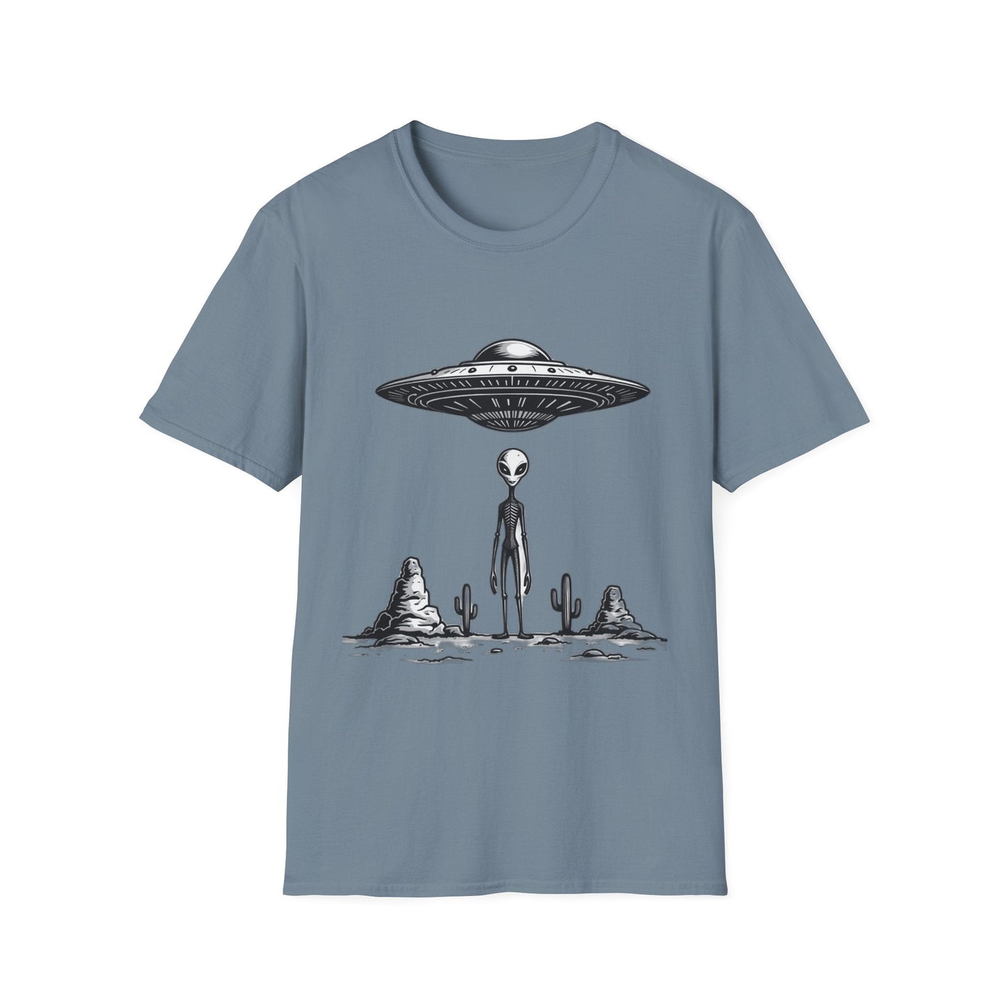 Alien Abduction Unisex Softstyle T-Shirt - Retro UFO Design, Fun Gift, Sci - Fi Lover Apparel, Casual Wear - IconVexa