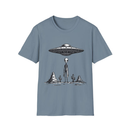 Alien Abduction Unisex Softstyle T-Shirt - Retro UFO Design, Fun Gift, Sci - Fi Lover Apparel, Casual Wear - IconVexa