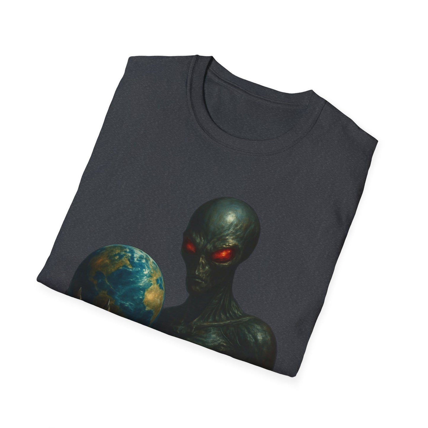 Alien-Inspired Unisex Softstyle T-Shirt, Graphic Tee, Sci-Fi Apparel, Cosmic Gift, Unisex Fashion, Space Lover's Shirt