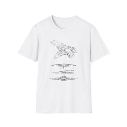 Futuristic Spaceship Graphic Tee - Unisex Softstyle T-Shirt, Space Lover Gift, Sci - Fi Shirt, Casual Everyday Wear, Galaxy Tee - IconVexa