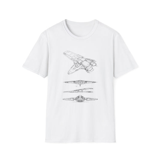 Futuristic Spaceship Graphic Tee - Unisex Softstyle T-Shirt, Space Lover Gift, Sci-Fi Shirt, Casual Everyday Wear, Galaxy Tee