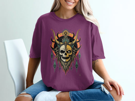 Mystical Skull Design Loose Fit Trendy Shirt product