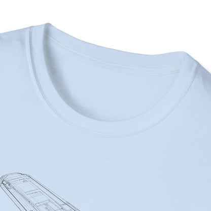 Futuristic Spaceship Graphic Tee - Unisex Softstyle T-Shirt, Space Lover Gift, Sci - Fi Shirt, Casual Everyday Wear, Galaxy Tee - IconVexa