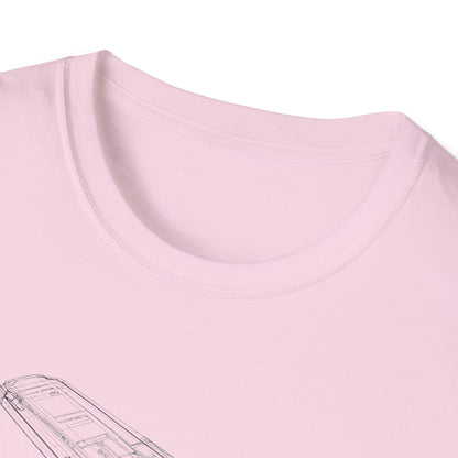 Futuristic Spaceship Graphic Tee - Unisex Softstyle T-Shirt, Space Lover Gift, Sci - Fi Shirt, Casual Everyday Wear, Galaxy Tee - IconVexa