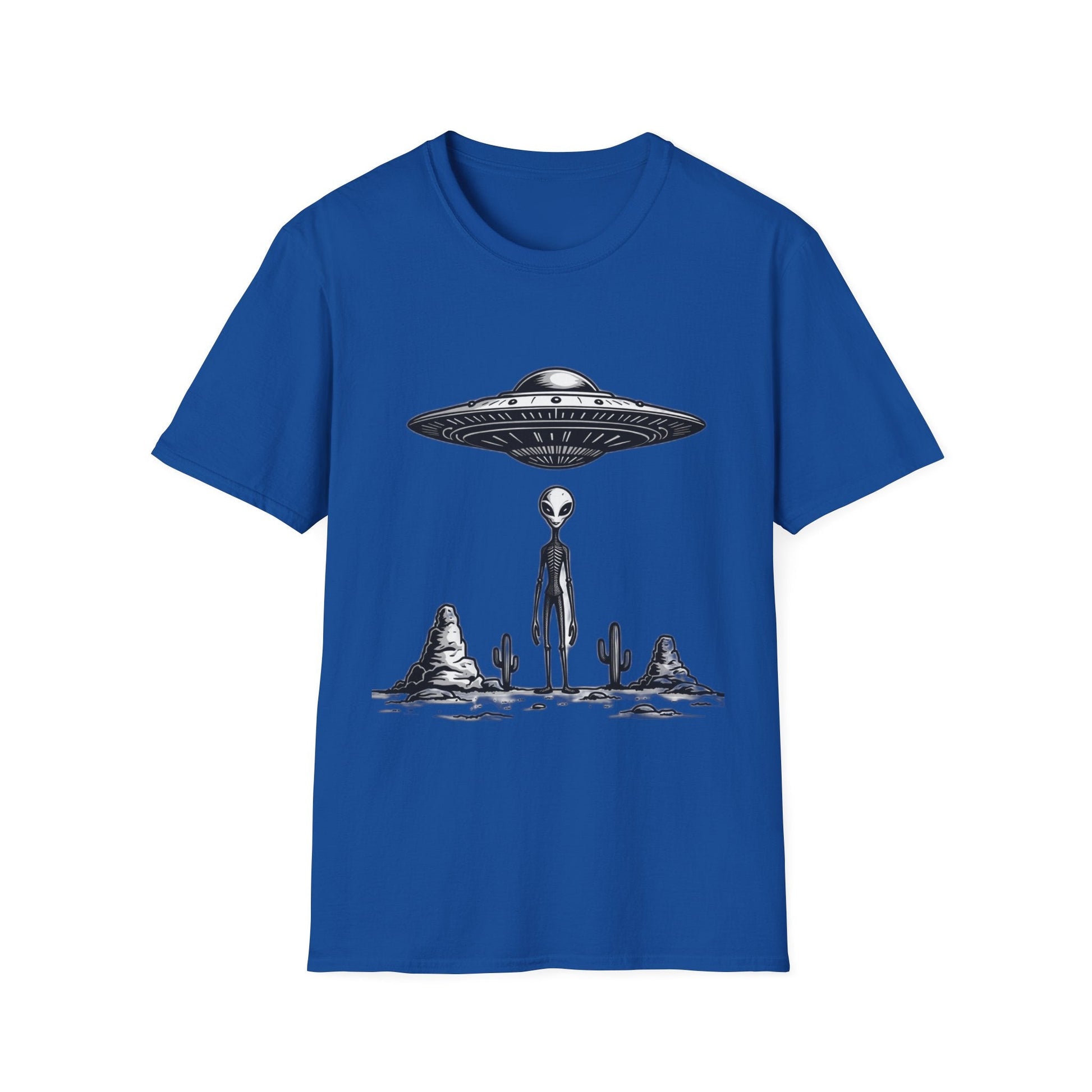 Alien Abduction Unisex Softstyle T-Shirt - Retro UFO Design, Fun Gift, Sci - Fi Lover Apparel, Casual Wear - IconVexa