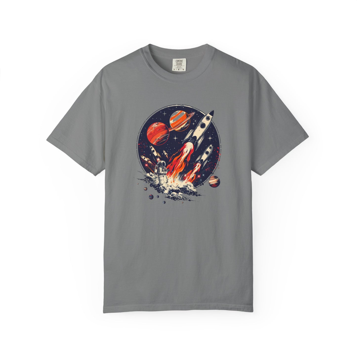 Rocket Launch T-Shirt | Retro Sci-Fi Graphic Tee | Outer Space Shirt for Space Lovers