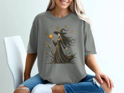 Enchanting Witch with Magic Orb on T-Shirt product type
