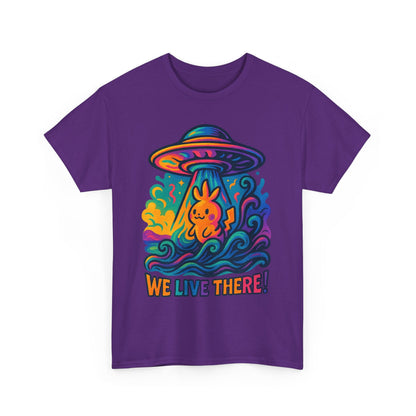 Colorful Alien Graphic Unisex Heavy Cotton Tee - Space Lover Gift, UFO Tee, Casual Wear, Retro Vibe, Fun T-Shirt - IconVexa