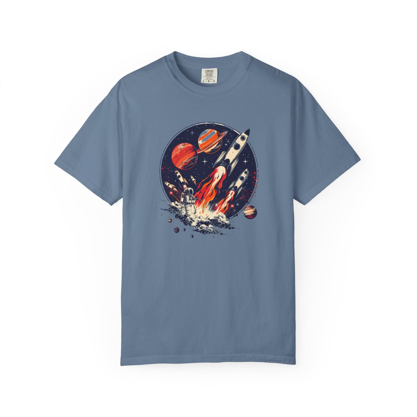Rocket Launch T-Shirt | Retro Sci-Fi Graphic Tee | Outer Space Shirt for Space Lovers