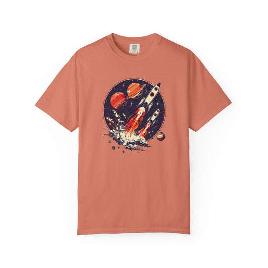 Rocket Launch T-Shirt | Retro Sci-Fi Graphic Tee | Outer Space Shirt for Space Lovers