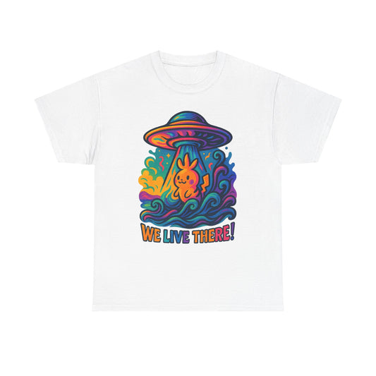 Colorful Alien Graphic Unisex Heavy Cotton Tee - Space Lover Gift, UFO Tee, Casual Wear, Retro Vibe, Fun T-Shirt