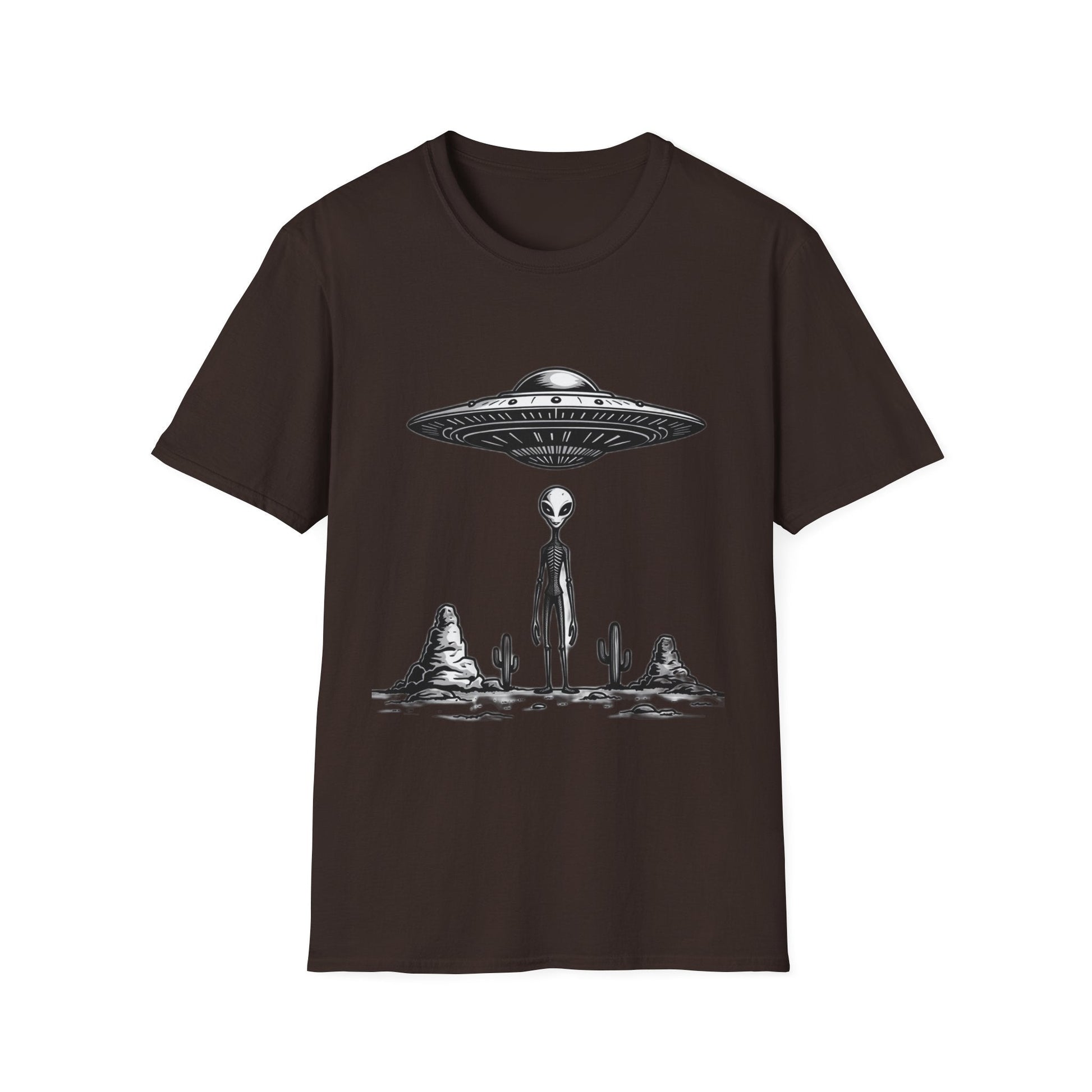 Alien Abduction Unisex Softstyle T-Shirt - Retro UFO Design, Fun Gift, Sci - Fi Lover Apparel, Casual Wear - IconVexa