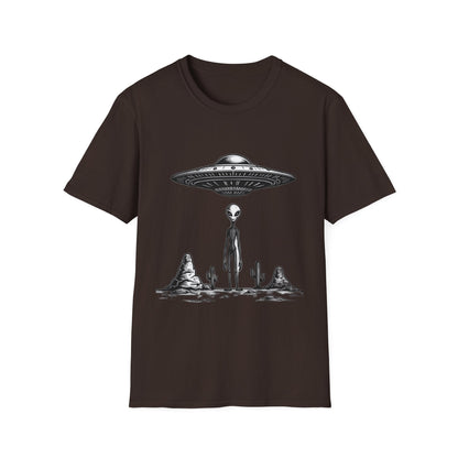 Alien Abduction Unisex Softstyle T-Shirt - Retro UFO Design, Fun Gift, Sci - Fi Lover Apparel, Casual Wear - IconVexa