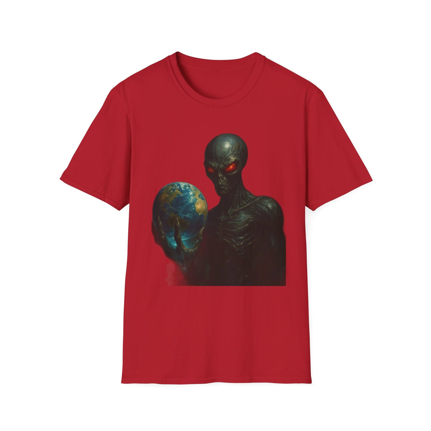 Alien-Inspired Unisex Softstyle T-Shirt, Graphic Tee, Sci-Fi Apparel, Cosmic Gift, Unisex Fashion, Space Lover's Shirt