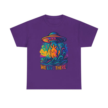 Colorful Alien Graphic Unisex Heavy Cotton Tee - Space Lover Gift, UFO Tee, Casual Wear, Retro Vibe, Fun T-Shirt - IconVexa