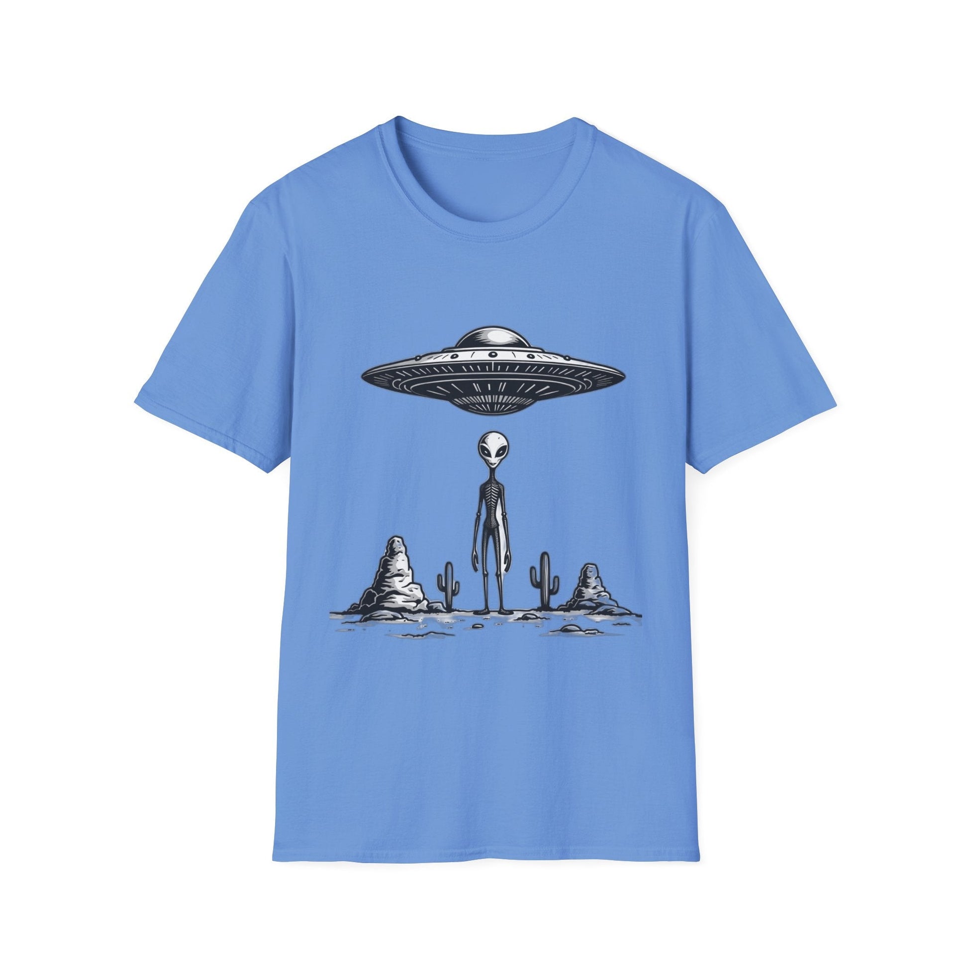 Alien Abduction Unisex Softstyle T-Shirt - Retro UFO Design, Fun Gift, Sci - Fi Lover Apparel, Casual Wear - IconVexa