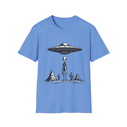 Alien Abduction Unisex Softstyle T-Shirt - Retro UFO Design, Fun Gift, Sci - Fi Lover Apparel, Casual Wear - IconVexa